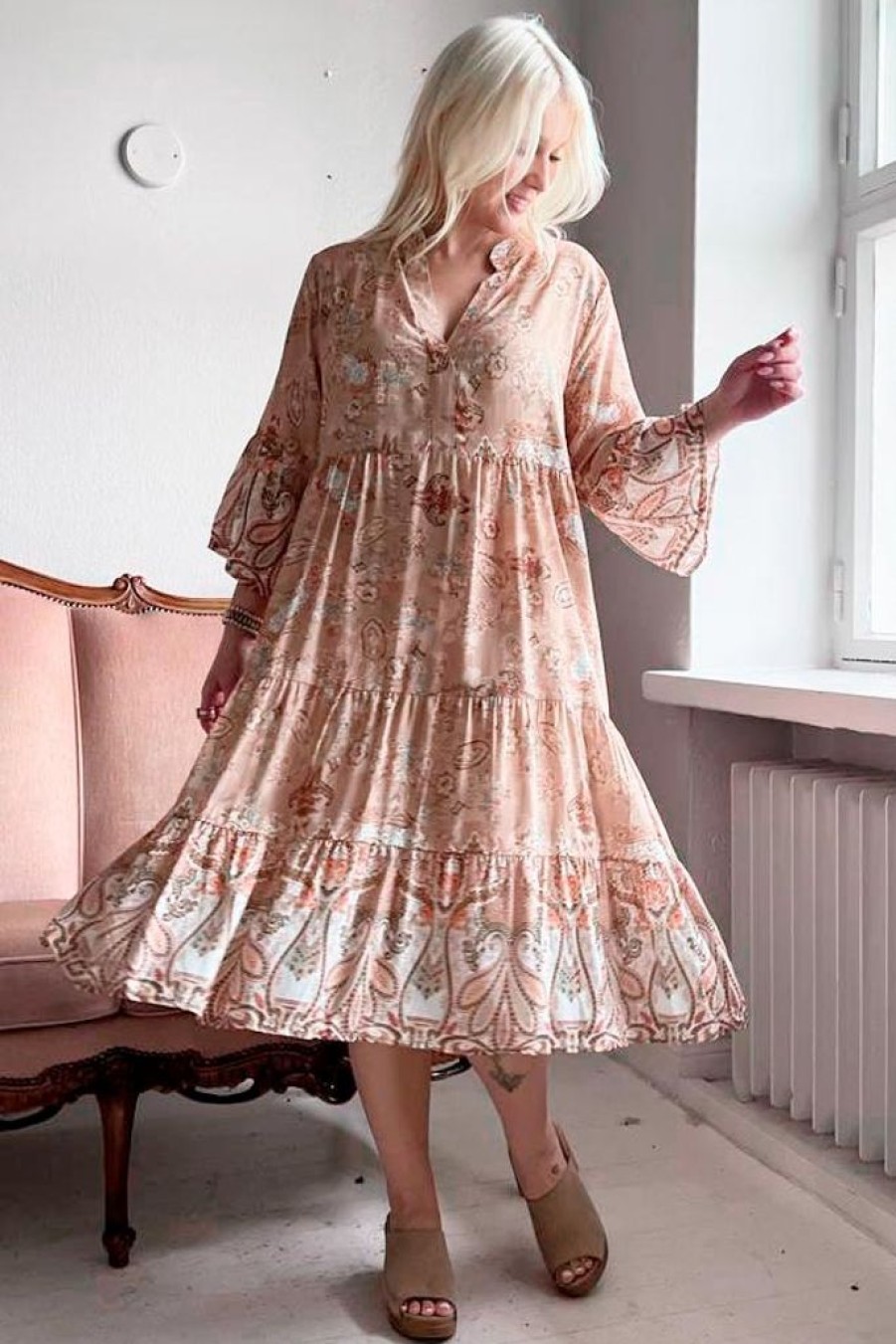 Muoti Bohemiana Silkki- Ja Viskoosimekot | Kiara Viskoosimekko, Beige