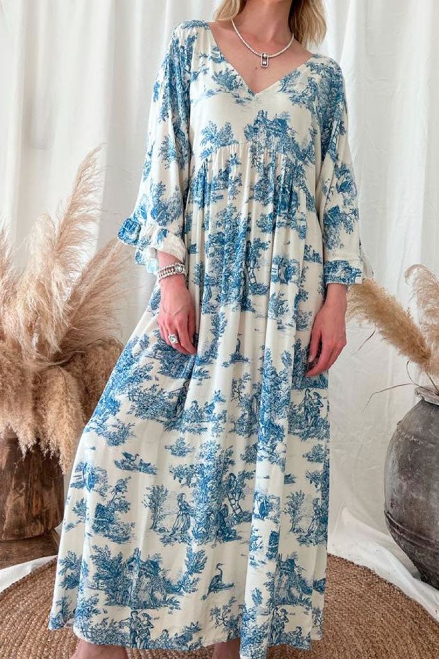 Muoti Bohemiana Silkki- Ja Viskoosimekot | Provence Viskoosimekko, Blue Toile