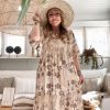 Muoti Bohemiana Silkki- Ja Viskoosimekot | Juniper Viskoosimekko, Beige Kuviollinen