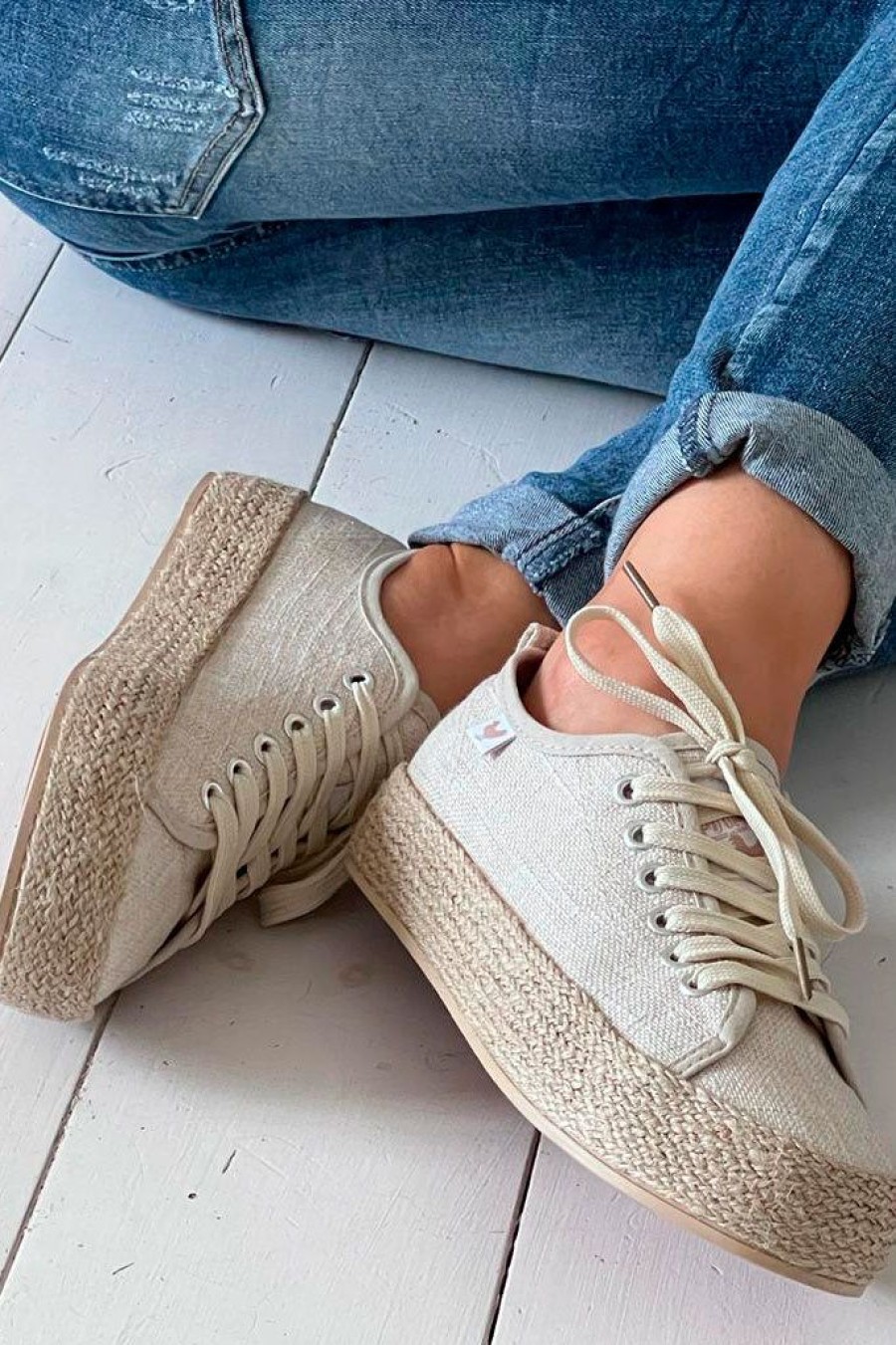 Muoti Walk in Pitas Espadrillot | Ada Pellava Espadrilletennarit, Beige