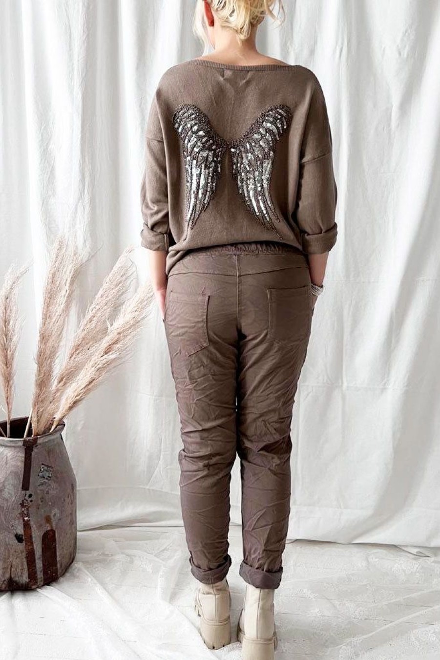 Muoti Bohemiana Joggerit | Casual Puuvillajoggerit, Taupe