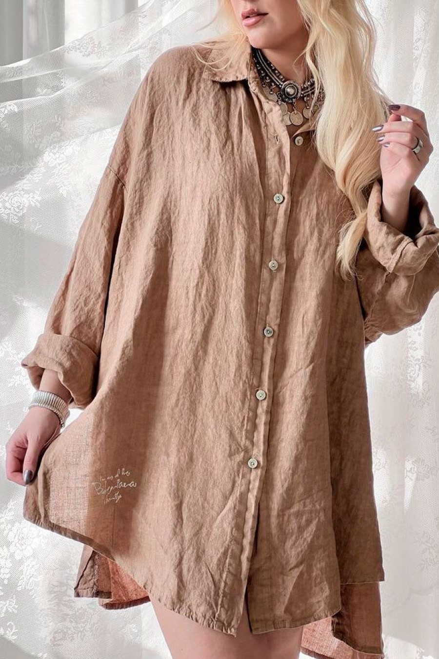 Muoti Bohemiana Pellavapaidat | Urban Oversize Pellavapaita, Caramel