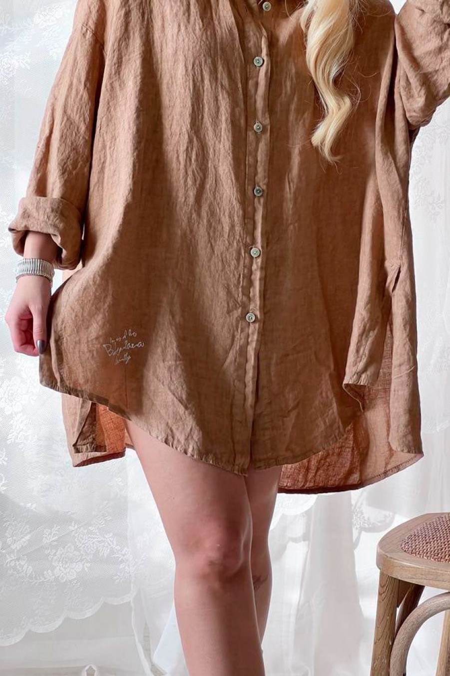 Muoti Bohemiana Pellavapaidat | Urban Oversize Pellavapaita, Caramel